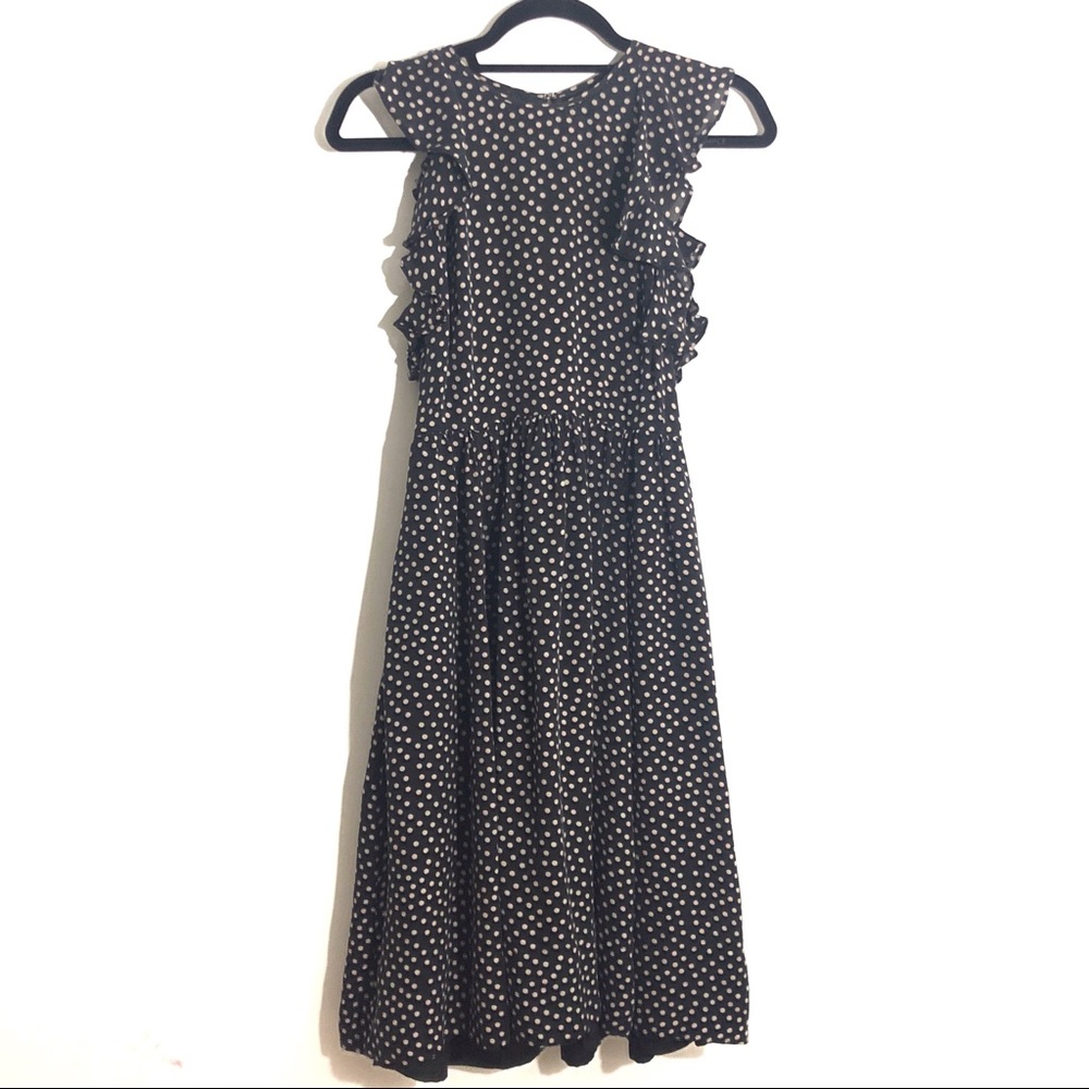 J. Crew Black and Beige Polka Dots Dress Sz 6
